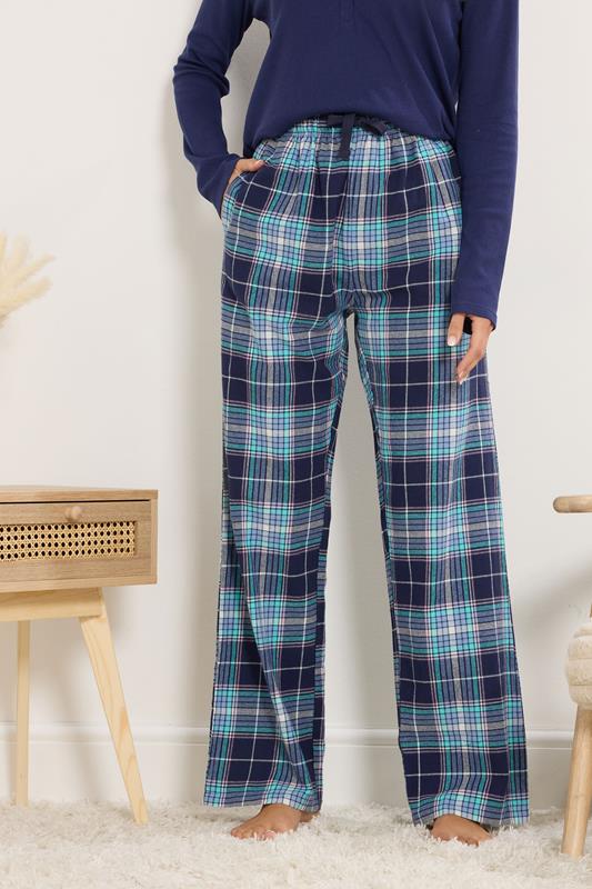 LTS Tall Blue Cotton Check Pyjama Bottoms | Long Tall Sally 2