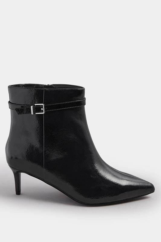 Black Buckle Pointed Toe Kitten Heel Boots In Extra Wide EEE Fit | Yours Clothing 3