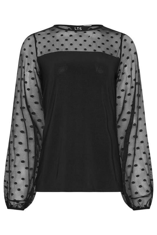 LTS Tall Black Spot Mesh Blouse | Long Tall Sally 1
