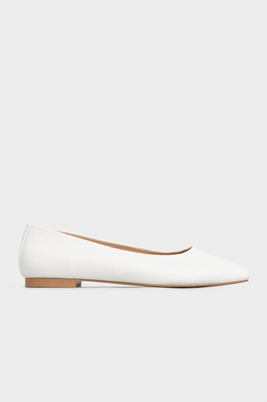 LTS Off-White Almond Toe Ballerinas In Standard Fit | Long Tall Sally 3