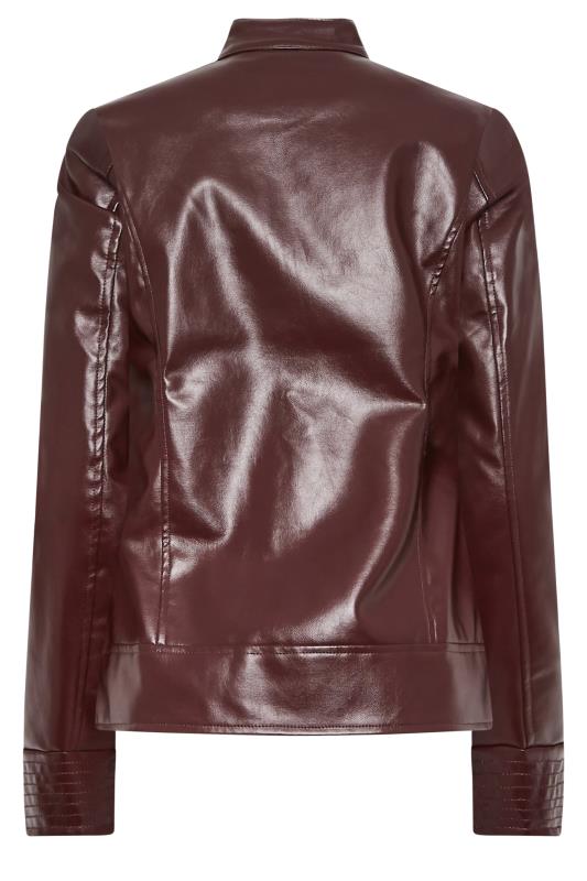 LTS Tall Berry Red Leather Funnel Neck Jacket | Long Tall Sally  7