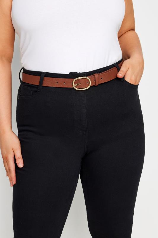 Plus Size  Yours Tan Brown Gold Buckle Bet