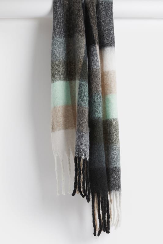 Green Checked Soft Touch Scarf | Yours Clothing 3