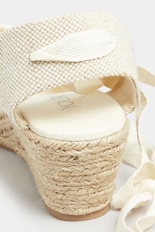 White Crochet Lace Up Espadrille Wedges In Wide E Fit & Extra Wide EEE Fit | Yours Clothing 4