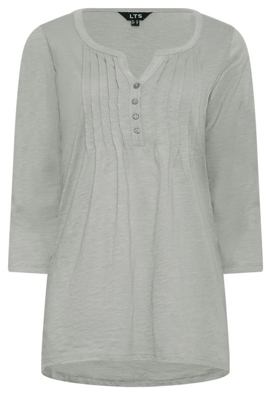 LTS Tall Womens Light Grey Henley Top | Long Tall Sally  5