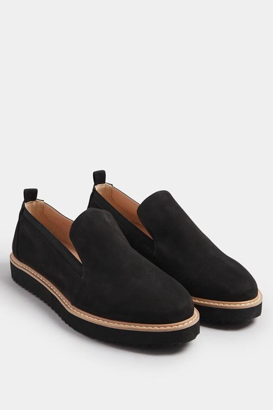LTS Black Faux Suede Slip-On Loafers In Standard Fit | Long Tall Sally 1
