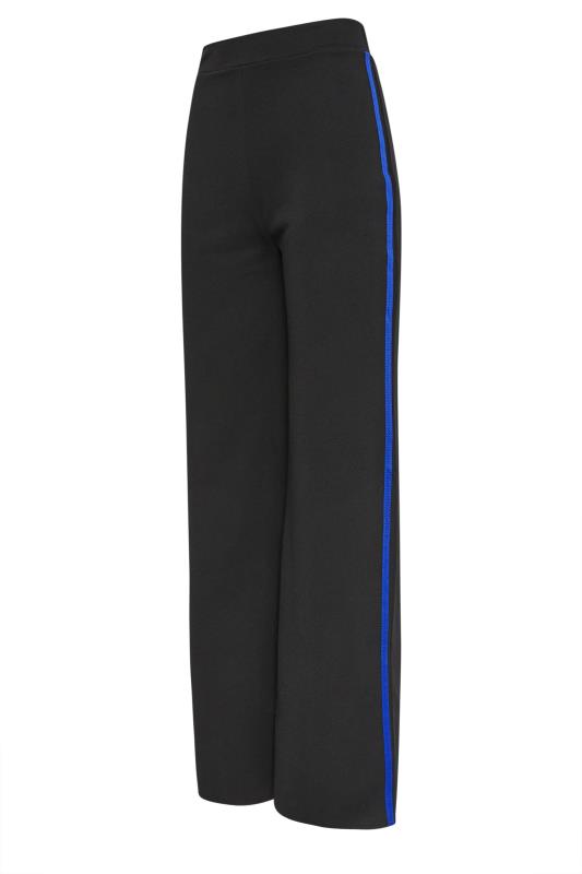 LTS Tall Womens Black & Cobalt Blue Side Stripe Wide Leg Trousers | Long Tall Sally 6