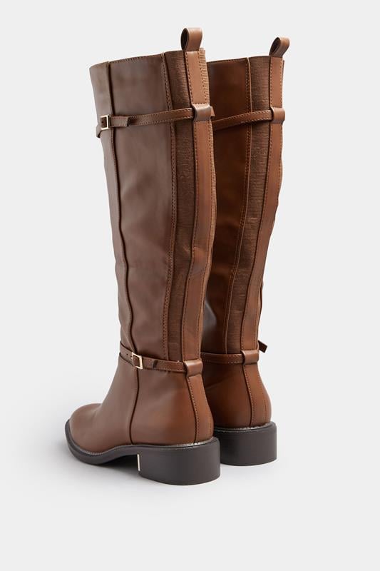 Chocolate Brown Snaffle Stretch Knee High Boots In Standard Fit | Yours Clothing 4