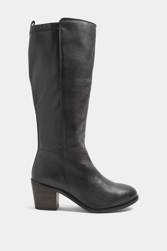 Dark Brown Real Leather Knee High Boots In Wide E Fit | Yours Clothing 2