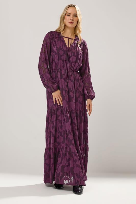 Tall  LTS Tall Purple Jacquard Boho Maxi Dress