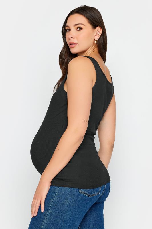 LTS Tall Womens Maternity Black Popper Fastening Nursing Vest | Long Tall Sally 3