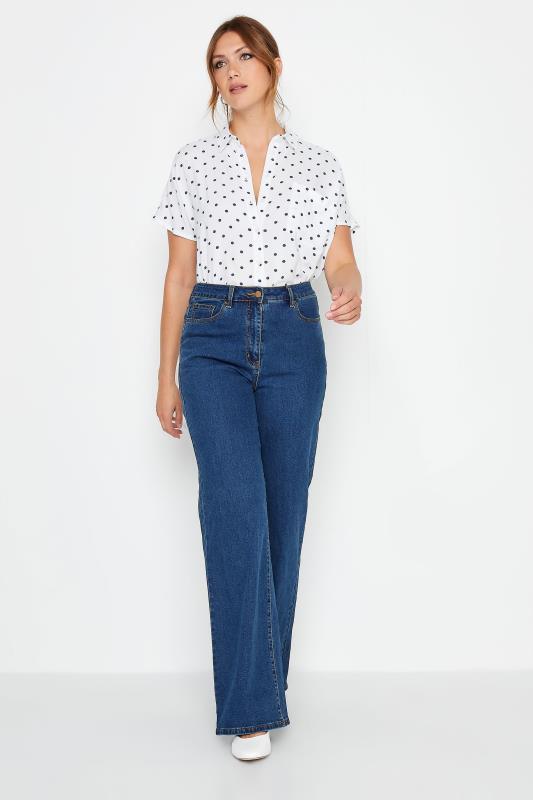 LTS Tall Women's White Polka Dot Print Short Sleeve Shirt | Long Tall Sally 2