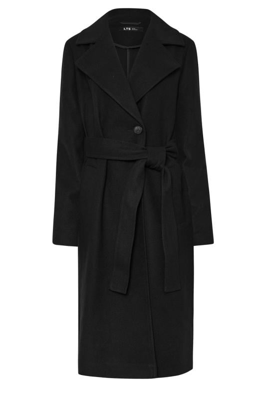 Black wrap coat with belt hotsell