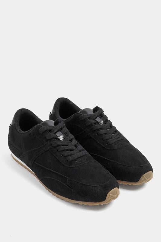  Yours Black Slim Sole Trainers In Wide E Fit