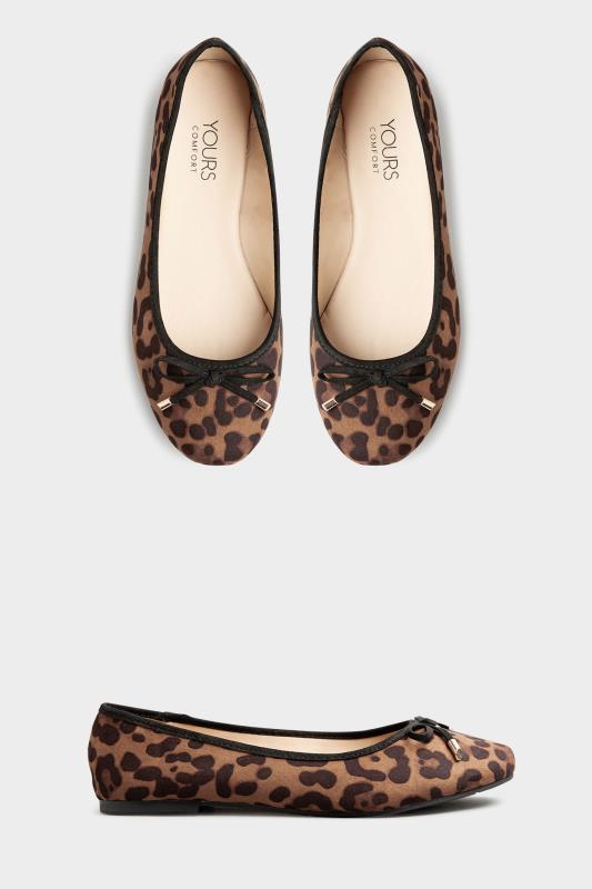 Plus Size Brown Leopard Print Ballet Pumps In Wide E Fit & Extra Wide EEE Fit | Yours Clothing 3