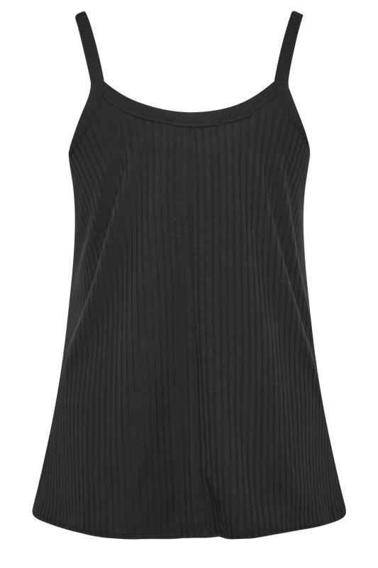 LTS Tall Black Ribbed Button Cami Vest Top | Long Tall Sally 7