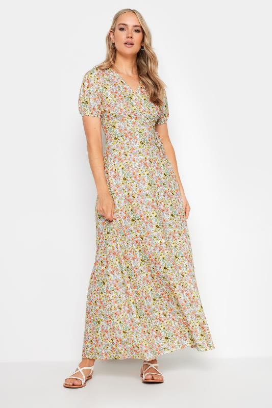LTS Tall Women's Yellow Ditsy Floral Print Maxi Wrap Dress | Long Tall Sally 2