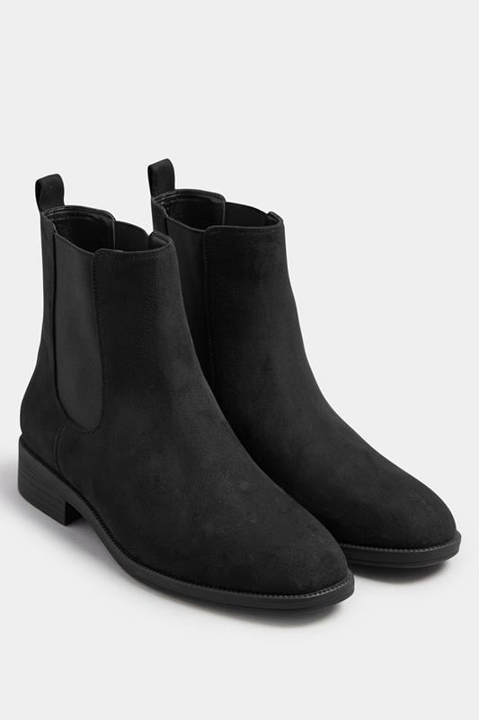 LTS Black Faux Suede Chelsea Ankle Boots In Standard Fit | Long Tall Sally 2