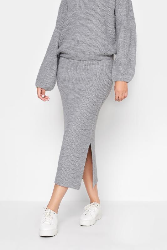 Tall  LTS Tall Grey Midi Knitted Skirt