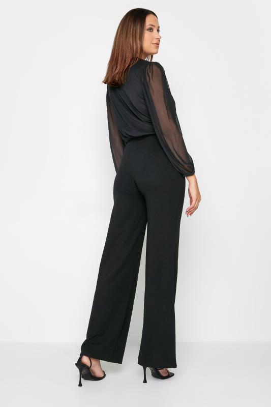 LTS Tall Black Wrap Mesh Sleeve Jumpsuit | Long Tall Sally  3