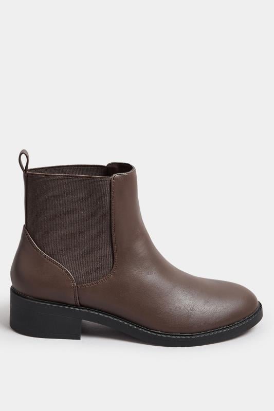 Brown Faux Leather Elasticated Chelsea Boots In Wide E Fit | Yours Clothing 3