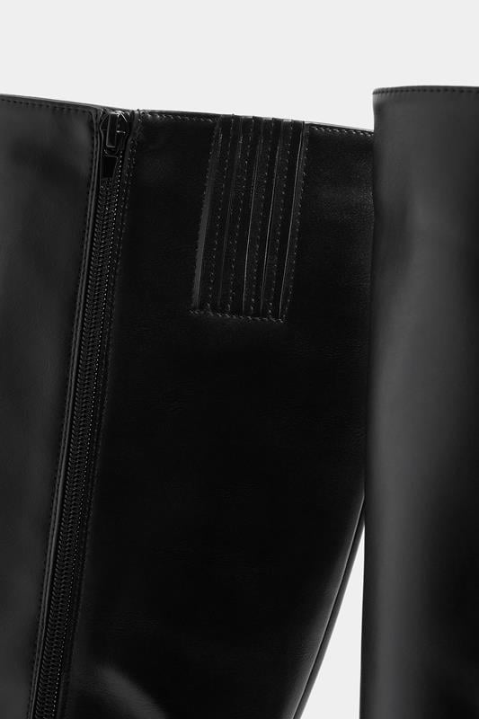 Black Faux Leather Knee High Boots In Extra Wide EEE Fit | Yours Clothing 5