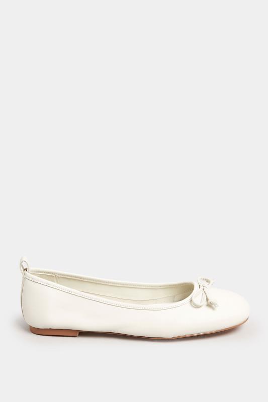 LTS White Leather Ballerina Pumps In Standard Fit | Long Tall Sally  3