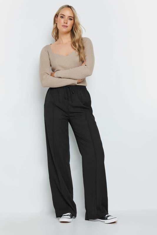 Tall  LTS Tall Black Tie Waist Wide Leg Trousers