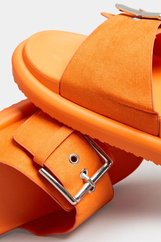 Orange Buckle Strap Mule Sandals In Wide E Fit & Extra Wide EEE Fit | Yours Clothing 5