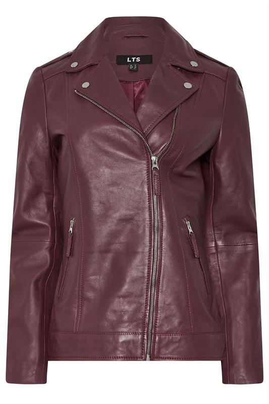 LTS PREMIUM Tall Dark Red Leather Biker Jacket | Long Tall Sally 6