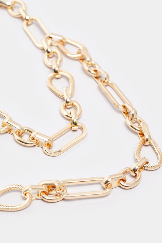 Gold Tone Double Row Chain Necklace | Yours Clothing 3