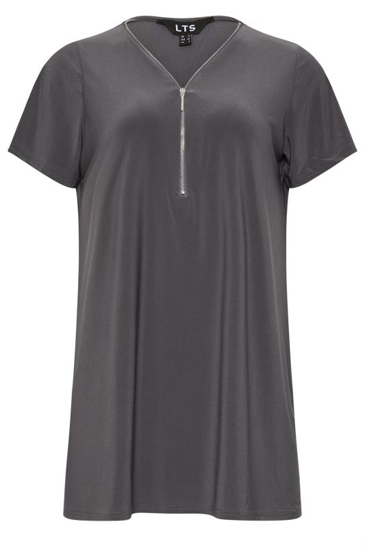 LTS Tall Women's Charcoal Grey Zip Detail T-Shirt | Long Tall Sally 5