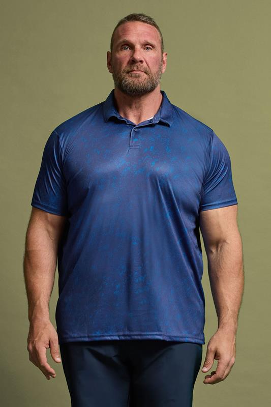 BadRhino Golf Big & Tall Blue Marble Print Polo Shirt | BadRhino 1