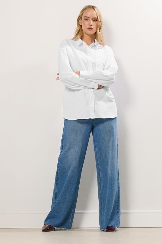 LTS Tall White Plain Cotton Shirt | Long Tall Sally 2