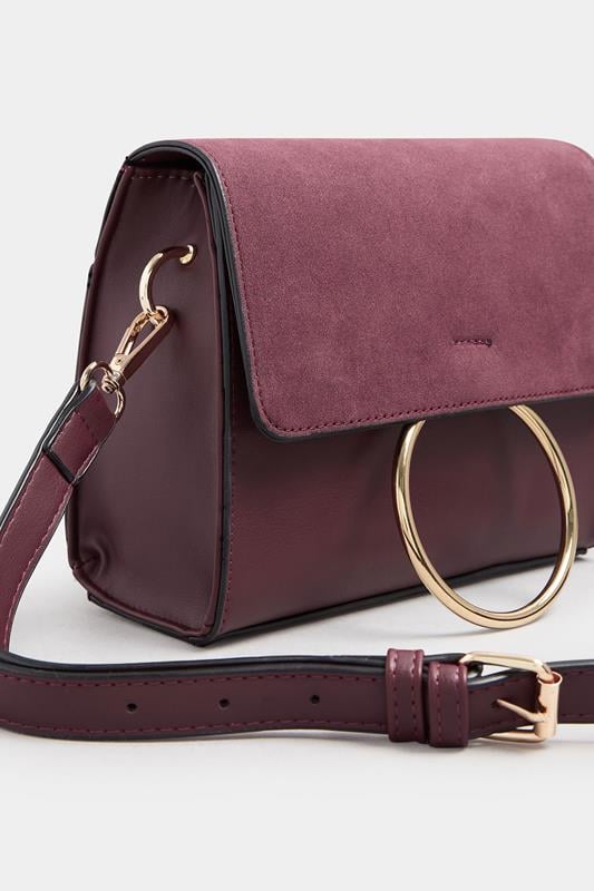 Burgundy Red Ring Detail Cross Body Bag | Yours Clothing 4