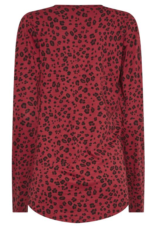 LTS Tall Red Leopard Print Long Sleeve Henley Top | Long Tall Sally 7