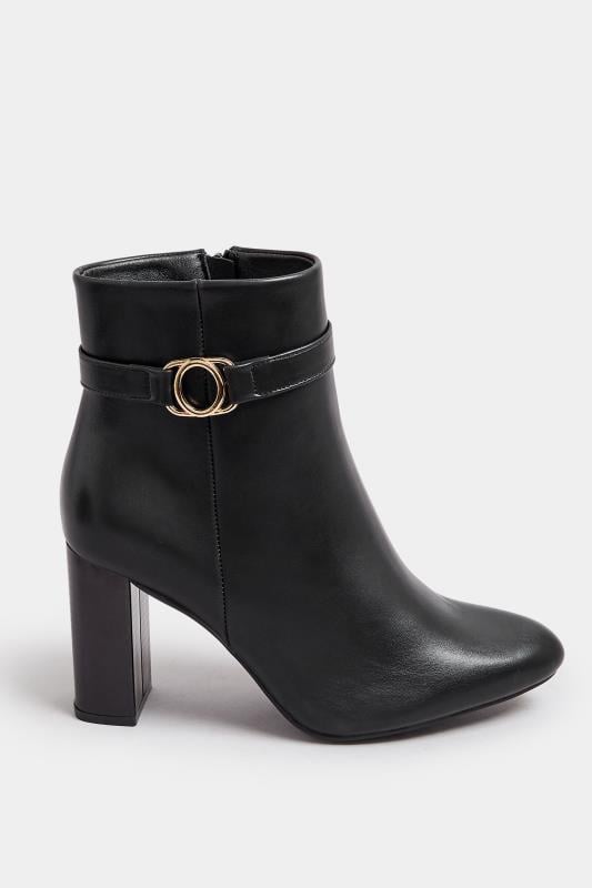 Black Faux Leather Buckle Detail Ankle Boots In Extra Wide EEE Fit | Yours Clothing  3