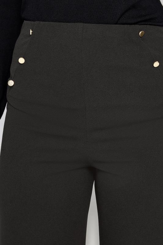 LTS Tall Womens Black Button Wide Leg High Waisted Trousers | Long Tall Sally   4