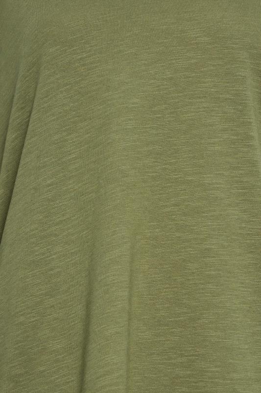 LTS Tall Khaki Green V-Neck Long Sleeve Cotton T-Shirt | Long Tall Sally 4