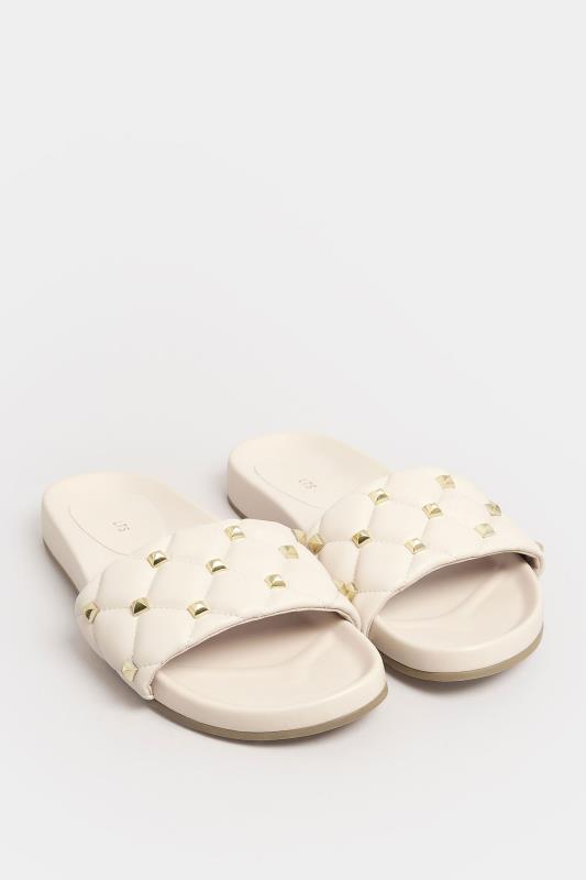 LTS Nude Stud Quilted Sliders In Standard Fit | Long Tall Sally 2