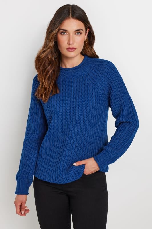 Tall  LTS Tall Cobalt Blue High Neck Knit Jumper