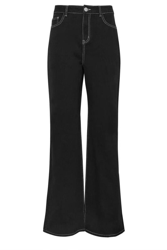 LTS Tall Black Contrast Stitch Wide Leg Jeans | Long Tall Sally 7