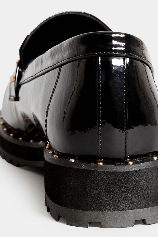 LTS Black Patent Studded Loafers In Standard Fit | Long Tall Sally 4