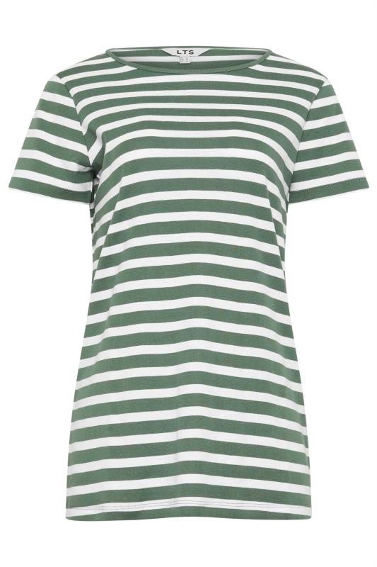 LTS Tall Womens Khaki Green Stripe Crew Neck T-Shirt | Long Tall Sally 5