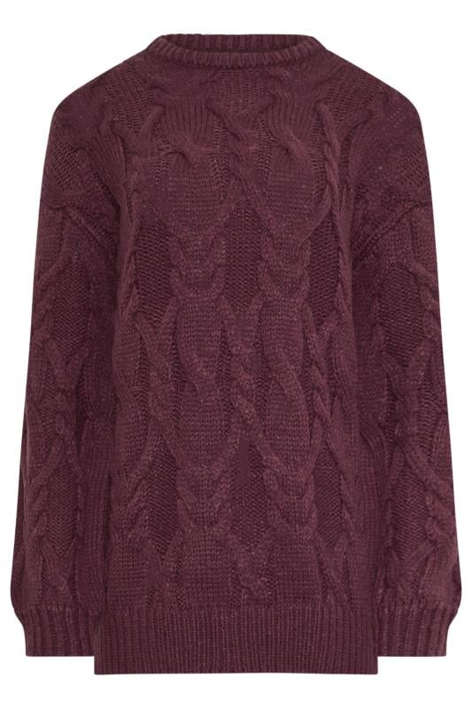 LTS Tall Women's Burgundy Red Cable Knit Jumper | Long Tall Sally 5