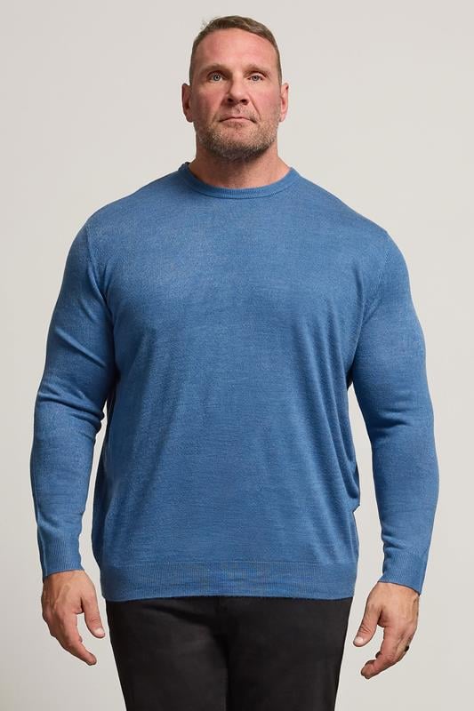 BadRhino Big & Tall Blue Crew Neck Jumper