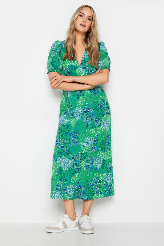 LTS Tall Womens Green Ditsy Floral Print Button Through Midaxi Dress | Long Tall Sally 1