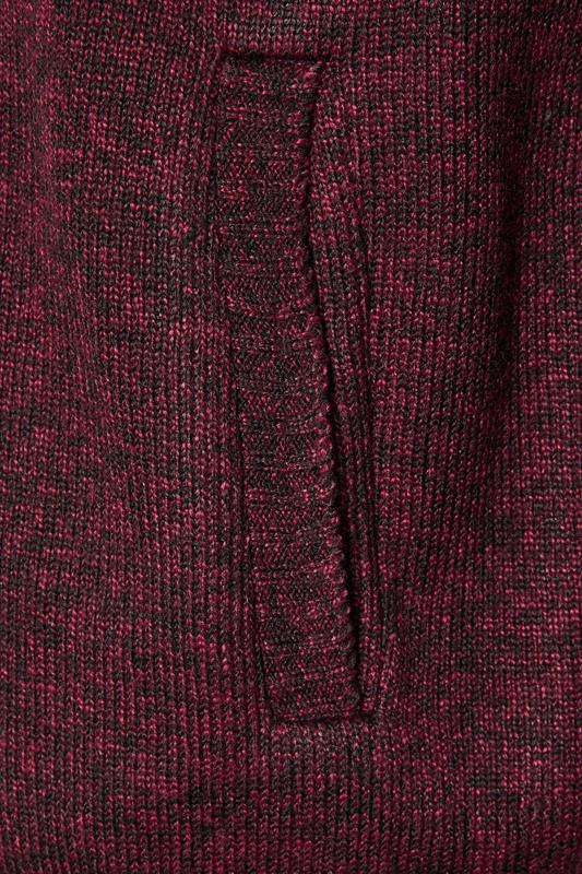 D555 Big & Tall Burgundy Red Quarter Zip Knitted Jumper 3