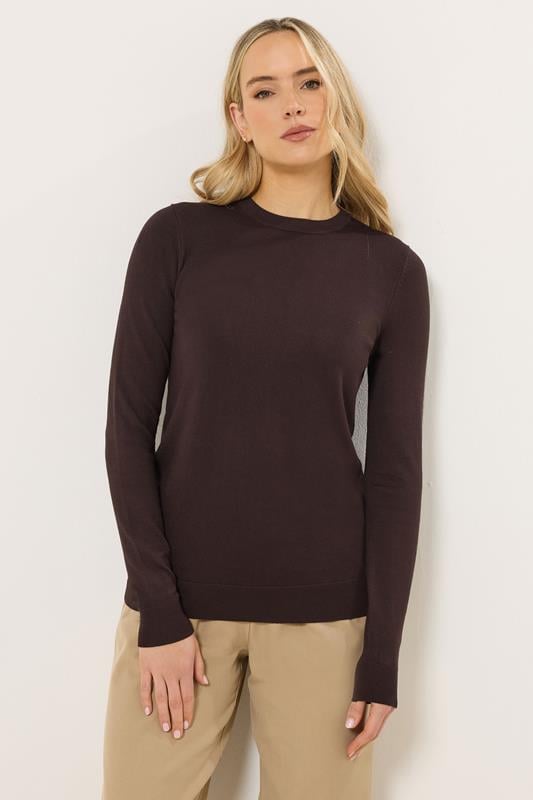 Tall  LTS Tall Dark Brown Knitted Crew Neck Jumper
