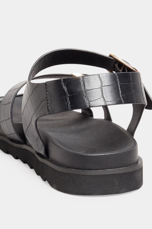LTS Black Croc Buckle Strap Sandals In Wide E Fit | Long Tall Sally  4